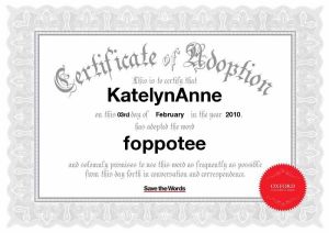 Certificate of Word Adoption!